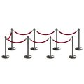 Montour Line Stanchion Post and Rope Kit Sat.Steel, 8 Crown Top 7 Maroon Rope C-Kit-8-SS-CN-7-PVR-MN-PS